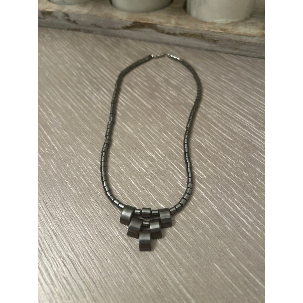 Vintage Natural Hematite‎ Beaded Necklace